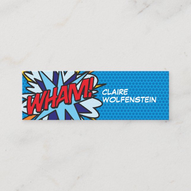 Modern Fun Comic Book WHAM Mini Business Card (Front)