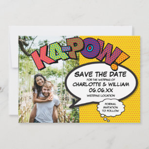 Modern Fun Comic KAPOW Photo Save The Date