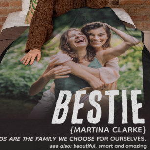 Modern Fun Cute BESTIE Definition Photo Gift Fleece Blanket