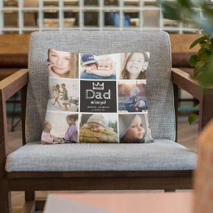 Modern Fun Dad 8 Photo Collage Keepsake Cushion