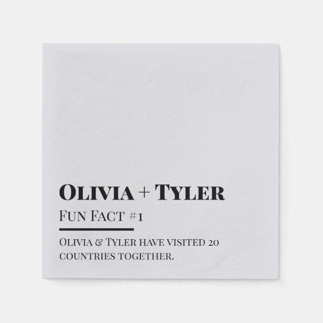 Modern Fun Fact Wedding Reception Cocktail Napkin (Front)