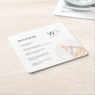 Modern Fun Facts Initial Pumpkin Pie Thanksgiving  Square Paper Coaster