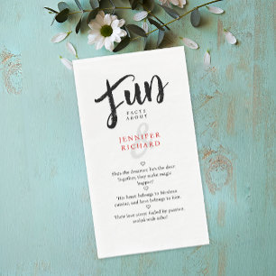 Modern Fun Facts Wedding Bride Groom Brush Script Napkin