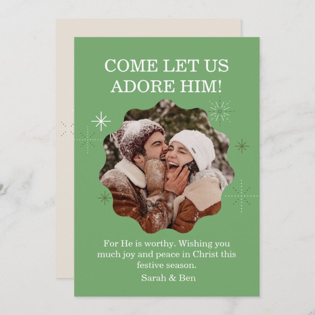 Modern Fun Festive Faith Photo Seasons Greetings Holiday Card (Front/Back)