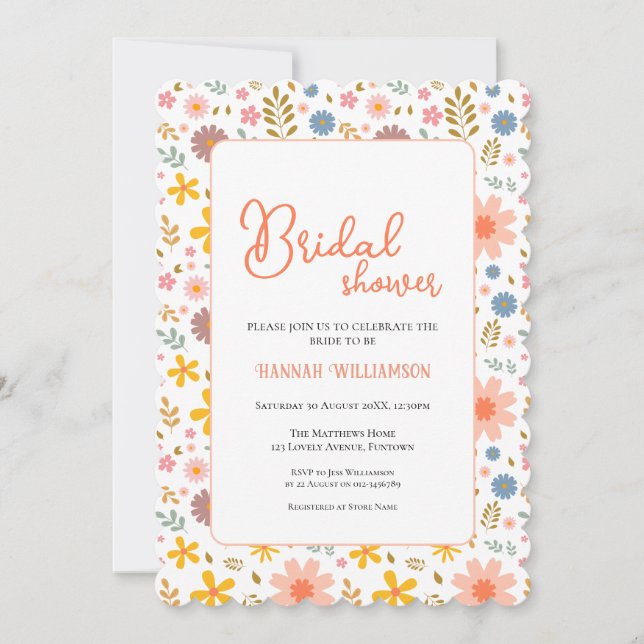 Modern Fun Florals - Bridal Shower Invitation (Front)