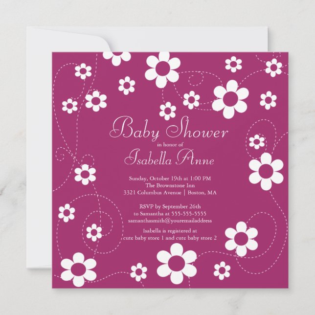 Modern & Fun Flowers Floral Baby Shower Invitation (Front)