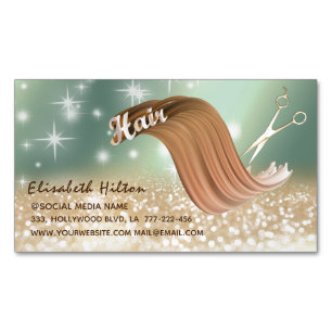 Modern fun funky colorful sparkling HAIR logo Magnetic Business Card