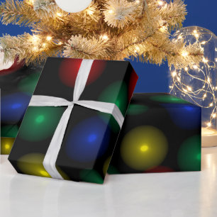 Modern fun glowing bokeh Christmas lights festive Wrapping Paper