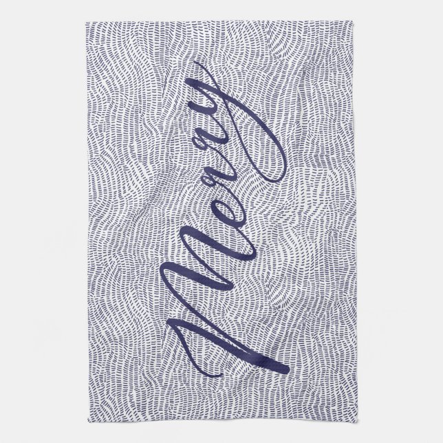 Modern Fun Hand Drawn Merry Christmas Holiday Kitc Tea Towel (Vertical)