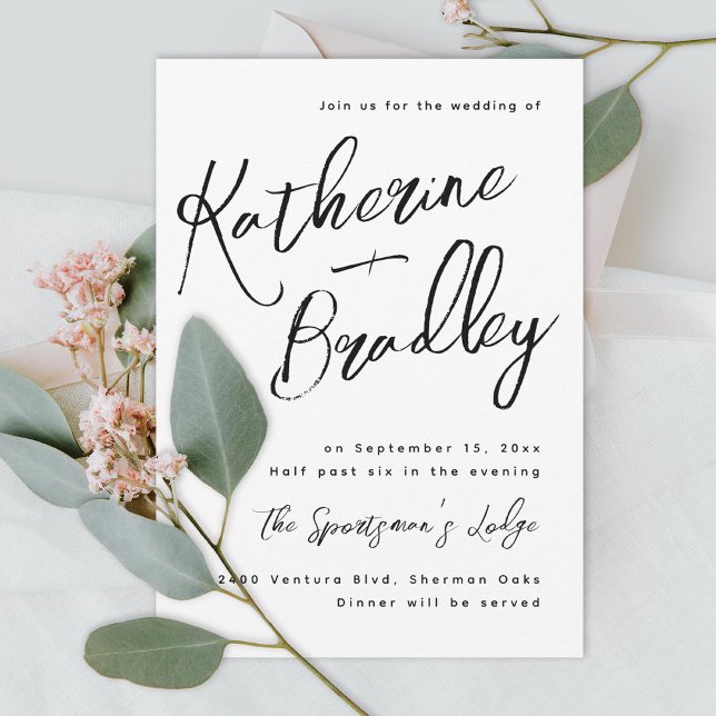 Modern fun handwriting couples names wedding invitation (Creator Uploaded)