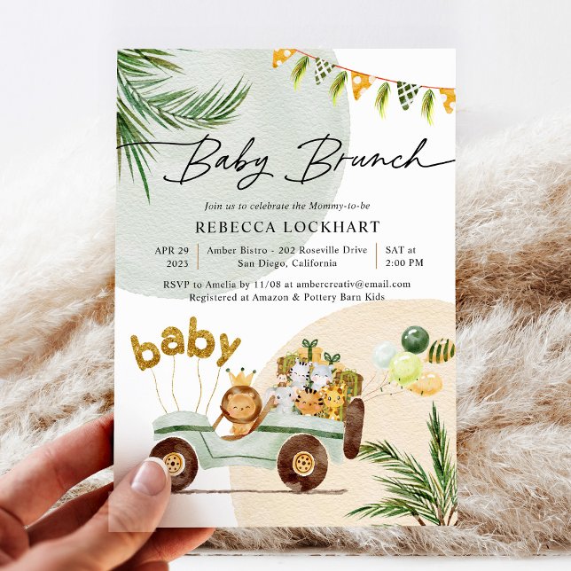 Modern Fun Jungle Safari Animals Baby Brunch Invit Invitation (Creator Uploaded)