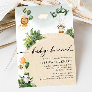 Modern Fun Jungle Safari Boy Baby Brunch Invitation