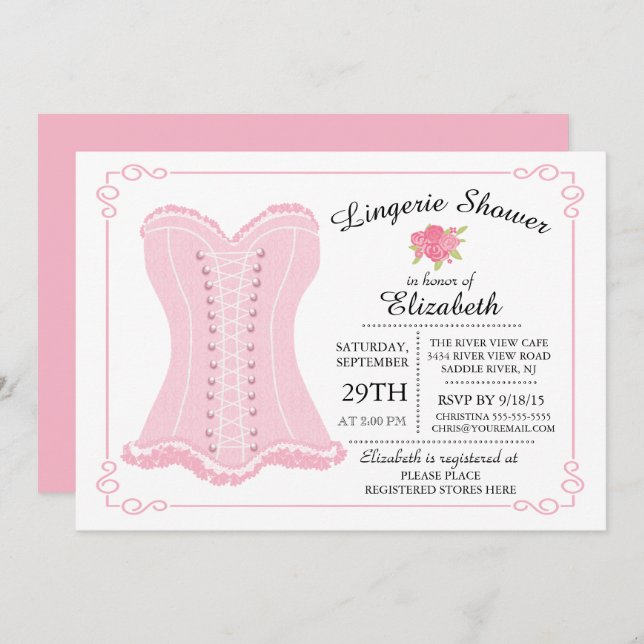 Modern & Fun Lingerie Bridal Shower Invitation (Front/Back)