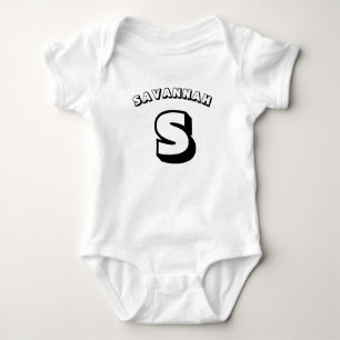 Modern fun monogram black custom name initial cute baby bodysuit
