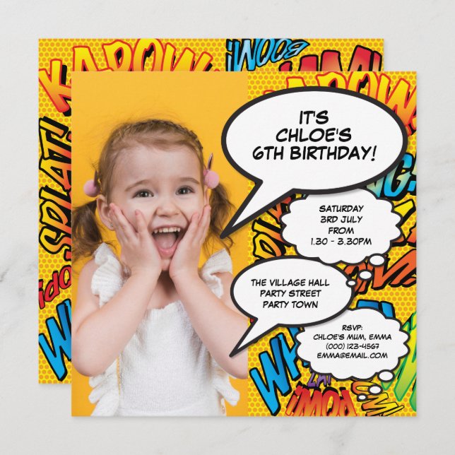 Modern Fun Photo Birthday Party Any Age Invitation (Front/Back)