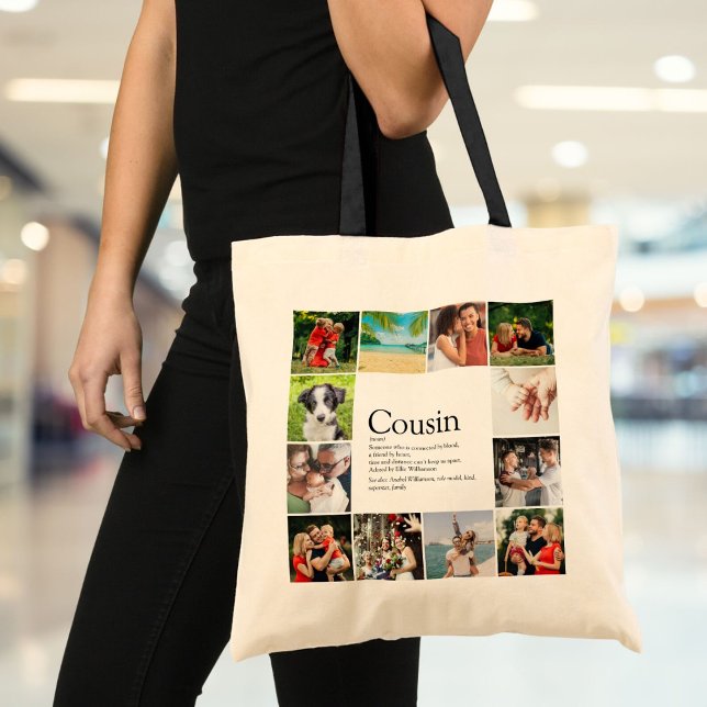 Modern Fun Photo Collage Cousin Definition Tote Bag (Modern Fun Photo Collage Cousin Definition Tote Bag)