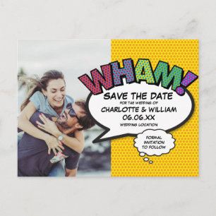 Modern Fun Photo Colourful WHAM  Save the Date Announcement Postcard