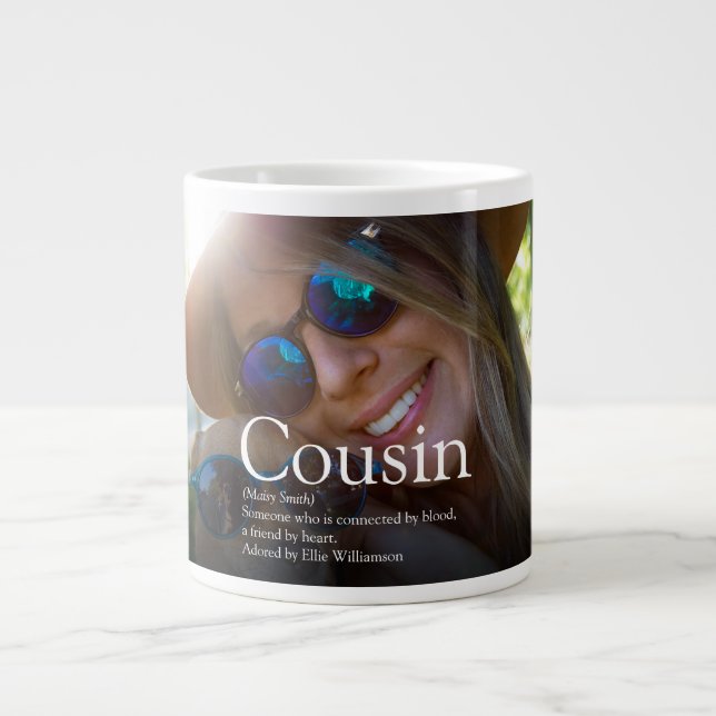 Modern Fun Photo Cool Best Cousin Ever Definition Large Coffee Mug (Front)