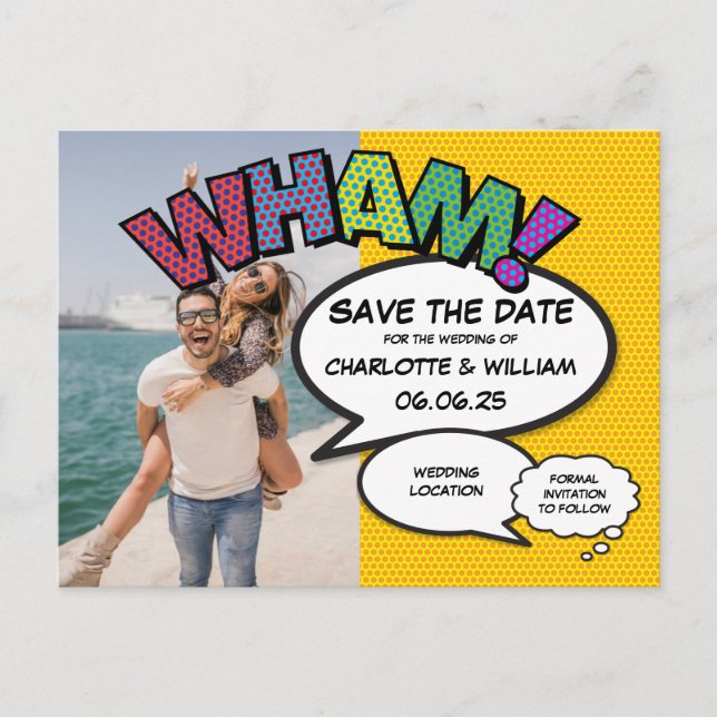 Modern Fun Photo Wedding Save The Date Announcement Postcard (Front)