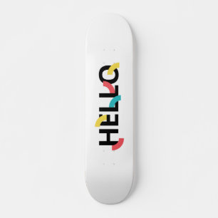 Modern, fun, playful, colorful design of Hello Skateboard