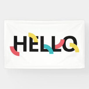 Modern, fun, playful, colourful design of Hello Banner