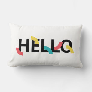 Modern, fun, playful, colourful design of Hello Lumbar Cushion