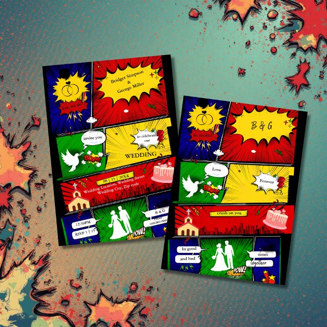 modern fun retro bachelor vegas comic story invitation (Creator Uploaded)