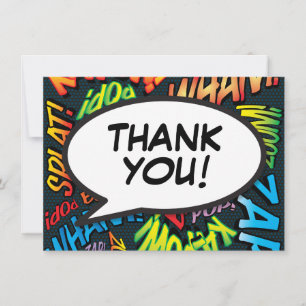 Modern Fun Retro Comic Book Thank You Card