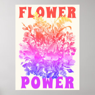 Modern Fun Retro Flower Power Funky Bouquet  Poster