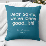 Modern Fun Santa Teal Personalised Humour Christma Cushion<br><div class="desc">Modern Fun Santa Teal Personalised Humour Christmas Throw Pillow.</div>