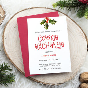 Modern Fun Script Cookie Exchange Christmas Party  Holiday Card