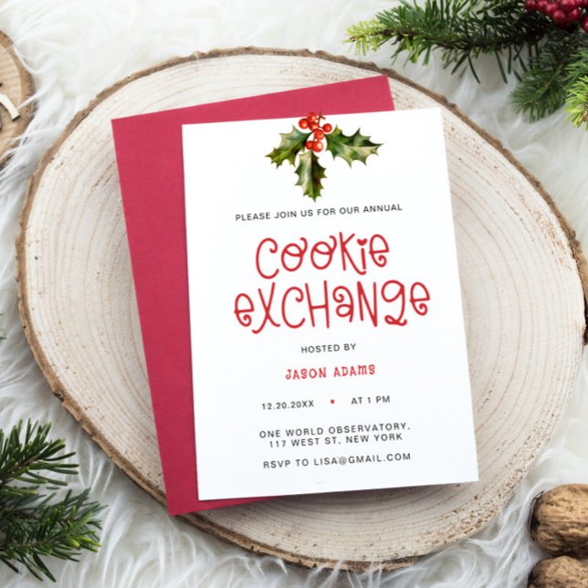 Modern Fun Script Cookie Exchange Christmas Party  Holiday Card (Creator Uploaded)