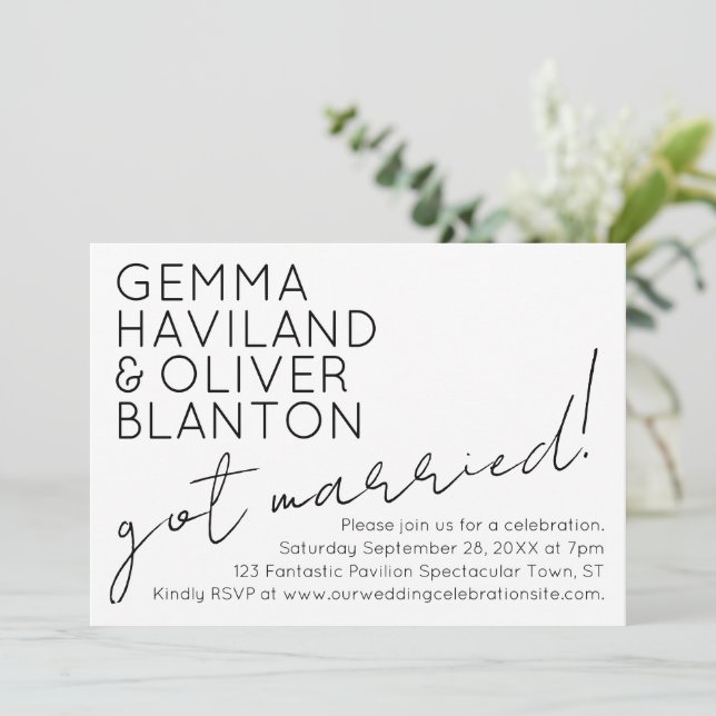 Modern Fun Simple Wedding Reception Invitation (Standing Front)