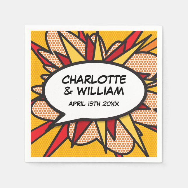 Modern Fun Speech Bubble Comic Book Napkin (Front)
