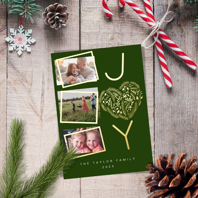 Modern Fun Three Photo Gree Joy Joyful Christmas (Creator Uploaded)