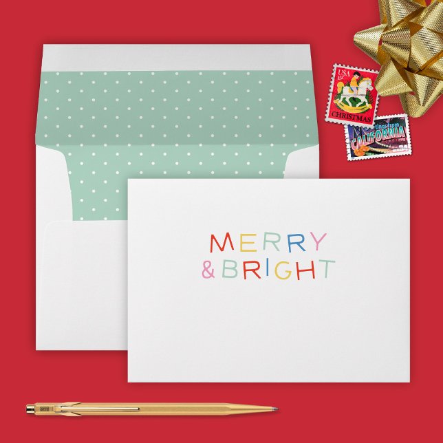 Modern Fun Type Christmas Holiday Merry & Bright  Envelope (Creator Uploaded)