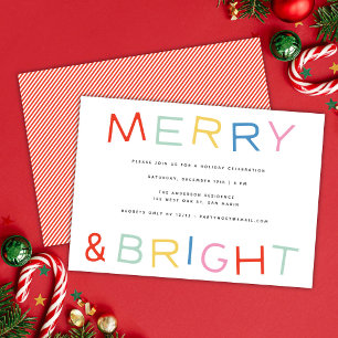 Modern Fun Type Merry & Bright Holiday Party Invitation