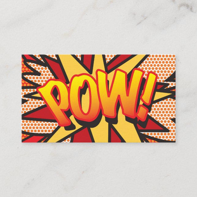 Modern Fun Typographic Comic Book POW Business Card (Front)