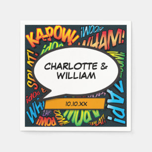 Modern Fun Typographic Comic Book Speech Bubble Napkin