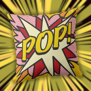 Modern Fun Typographic Geometric Comic POP Cushion