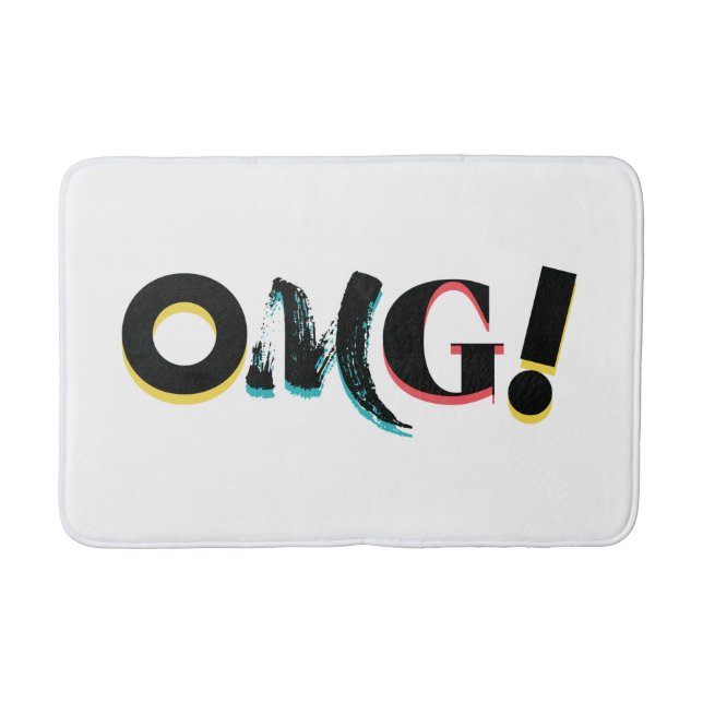 Modern, fun, vibrant, bold, trendy design of OMG! Bath Mat (Front)