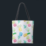 Modern Fun Watercolor Pineapple Design Tote Bag<br><div class="desc">Fun ,  colourful watercolor pineapples patterned on white background for a tropical modern feel</div>