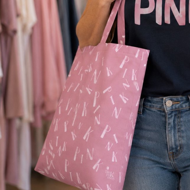 Modern Fun Watercolor Pink Letter Pattern Tote Bag (Creator Uploaded)