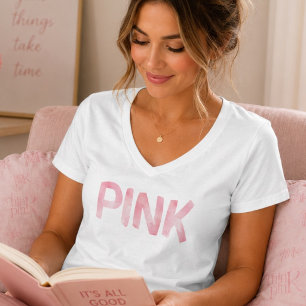 Modern Fun Watercolor Pink on White T-Shirt