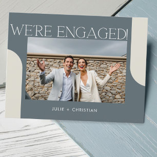 Modern fun We're engaged! engagement invitation Postcard