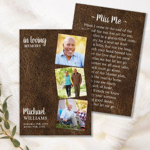 Modern Funeral 3 Photo Memorial Prayer Card