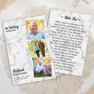 Modern Funeral 3 Photo Memorial Prayer Card