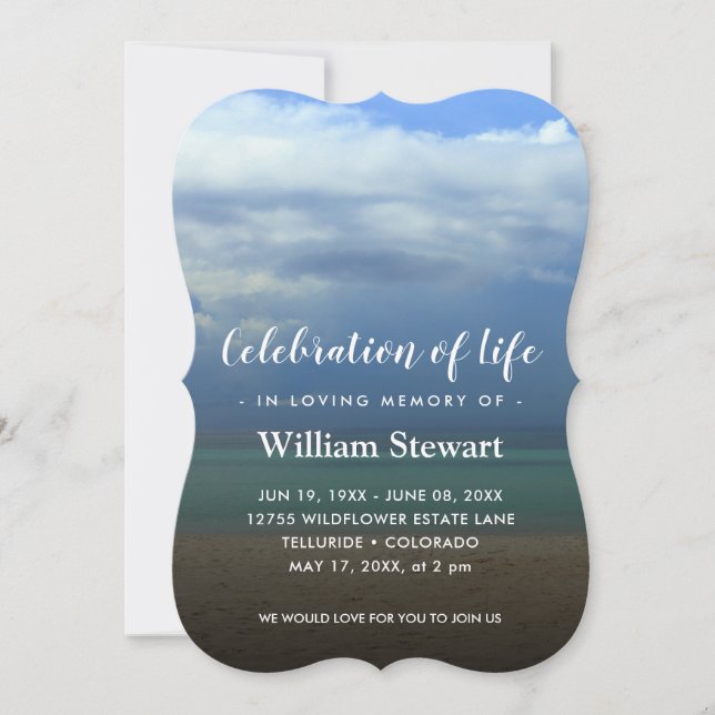 Modern Funeral | Beach Celebration of Life Invitation (Front)