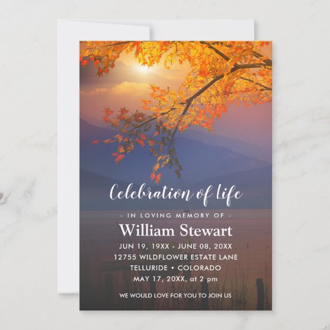 Modern Funeral | Celebration of Life Autumn Invitation (Front)
