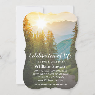 Modern Funeral   Celebration of Life Mountain Invitation